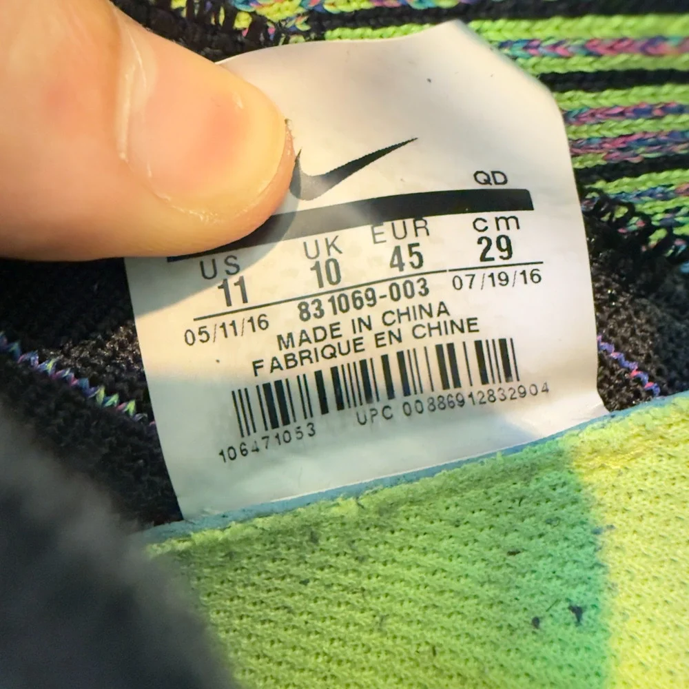 Nike Free RN Flyknit Womens 11 Hyper Multi Black Running Comfort Daily Sneakers